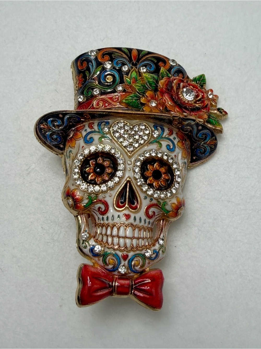 Enamel Day of the Dead Sugar Skull Brooch #H05